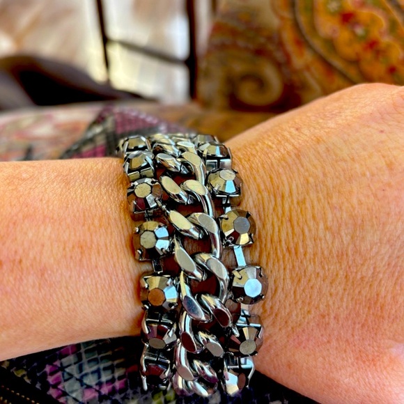 Silver Multi-Strand Bracelet with Shimmering Beads - Picture 1 of 2